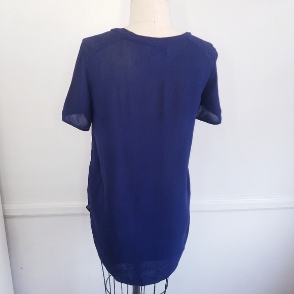 🌸 3.1 Phillip Lim | Silk Navy Stripe Curved Hem Top, Medium - Picture 4 of 8